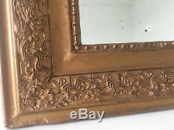 Antique French Louis Philippe Gold Mantle Mirror Distressed Foxed 59x44cm m271