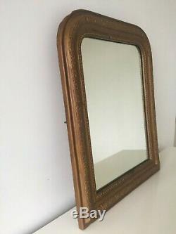 Antique French Louis Philippe Gold Overmantle Mirror Original Glass 61x49cm m267