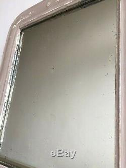 Antique French Louis Philippe Mirror Distressed Grey Painted Original Glass 39cm