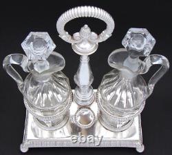 Antique French Louis Philippe Sterling Silver 13.5 Oil & Vinegar Cruet Stand