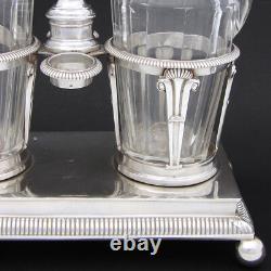 Antique French Louis Philippe Sterling Silver 13.5 Oil & Vinegar Cruet Stand