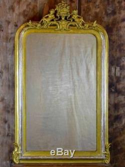 Antique French Louis Philippe mirror with angel crest 28 ¼ x 45 ¾