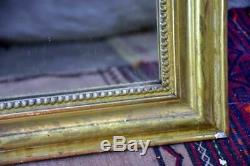 Antique French Louis Philippe mirror with gilded frame and crest 30 x 49¼