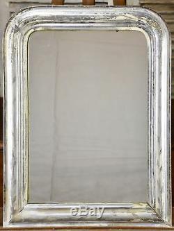 Antique French Louis Philippe mirror with silver frame