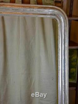 Antique French Louis Philippe mirror with silver frame 28 ¼ x 42 ½