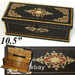 Antique French Louis Philippe to Napoleon III Era 10.5 Boulle Desk Box, Casket