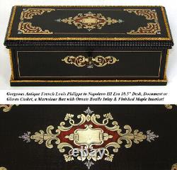 Antique French Louis Philippe to Napoleon III Era 10.5 Boulle Desk Box, Casket