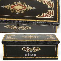 Antique French Louis Philippe to Napoleon III Era 10.5 Boulle Desk Box, Casket