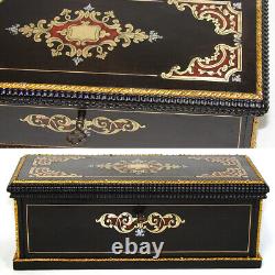 Antique French Louis Philippe to Napoleon III Era 10.5 Boulle Desk Box, Casket