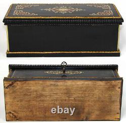 Antique French Louis Philippe to Napoleon III Era 10.5 Boulle Desk Box, Casket