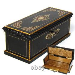 Antique French Louis Philippe to Napoleon III Era 10.5 Boulle Desk Box, Casket