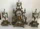Antique French Louis The Xvi Style Porcelain And Brass Clock And Garniture