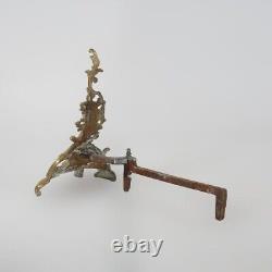 Antique French Louis XIV Bronze Foliate Form Fireplace Andiron Chenets C1890