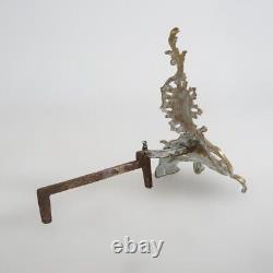 Antique French Louis XIV Bronze Foliate Form Fireplace Andiron Chenets C1890