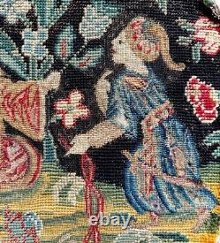 Antique French Louis XIV Needlework Tapestry, Figural for Wall Display or Pillow