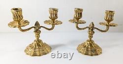 Antique French Louis XIV Style Bronze Candlesticks Candelabra