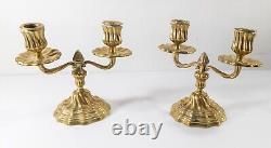 Antique French Louis XIV Style Bronze Candlesticks Candelabra