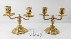 Antique French Louis XIV Style Bronze Candlesticks Candelabra