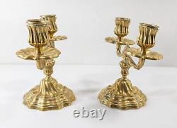 Antique French Louis XIV Style Bronze Candlesticks Candelabra