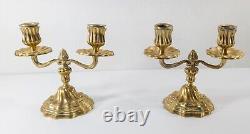 Antique French Louis XIV Style Bronze Candlesticks Candelabra