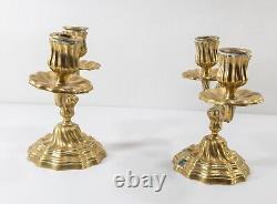 Antique French Louis XIV Style Bronze Candlesticks Candelabra