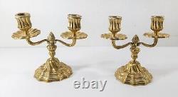 Antique French Louis XIV Style Bronze Candlesticks Candelabra