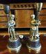 Antique French Louis Xv Candelabra Lamps Figures Gilded Bronze Porphyry Marble
