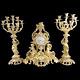 Antique French Louis Xv Clock Set Of Bronze With Original Gold Finish 1840s