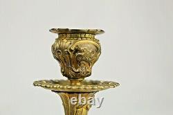 Antique French Louis XV Ormolu Dore Bronze Cherub Candle Holder