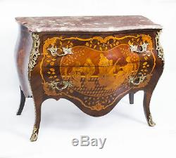 Antique French Louis XV Revival Marquetry Commode Chest c. 1880