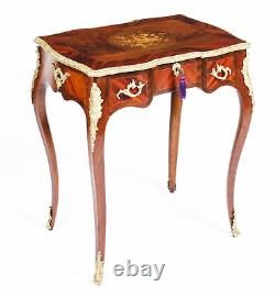 Antique French Louis XV Revival Walnut Marquetry Occasional Side Table 19th C