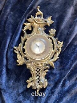 Antique French Louis XV Rococo Gilt Bronze Ormolu Small 12 Cartel Wall Clock