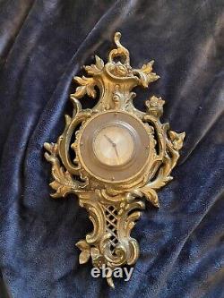 Antique French Louis XV Rococo Gilt Bronze Ormolu Small 12 Cartel Wall Clock