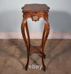 Antique French Louis XV Solid Walnut Wood Display Pedestal/Plant Stand