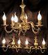 Antique French Louis Xv Style Chandelier Gilt Bronze Wall Sconces Lamp Pair