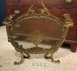 Antique French Louis XV Style Gilt Bronze Dore Fireplace Screen
