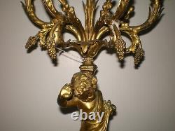 Antique French Louis XV Style Gilt Bronze Marble Candelabra withCherub Figurine
