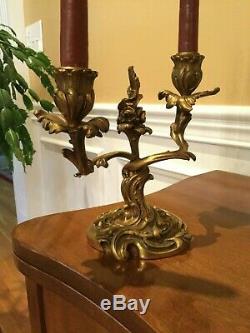 Antique French Louis XV Style Rococo Susse Freres Bronze Candelabra