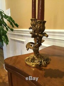 Antique French Louis XV Style Rococo Susse Freres Bronze Candelabra