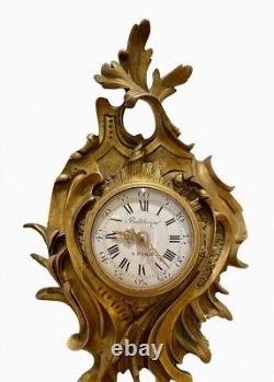 Antique French Louis XV Wall Cartel, Gilded Bronze Clock Balthazar a Paris 19th