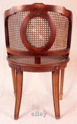 Antique French Louis XV XVI Small Cane Ladies Desk Vanity Side Chair Stamped NL