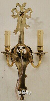 Antique French Louis XV style Solid bronze pair of sconces # 1255