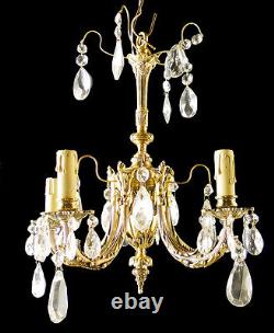 Antique French Louis XV style bronze and glass chandelier