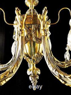 Antique French Louis XV style bronze and glass chandelier