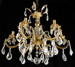 Antique French Louis XV style bronze and glass chandelier. (1125)