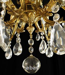 Antique French Louis XV style bronze and glass chandelier. (1125)