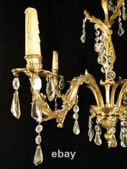 Antique French Louis XV style solid bronze and glass chandelier