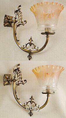 Antique French Louis XV style solid bronze pair of sconces #1250