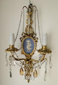 Antique French Louis XV style wood pair of sconces