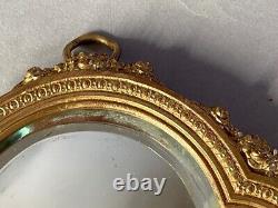 Antique French Louis XVI Bronze Hand Mirror with Floral Design, 19th Century